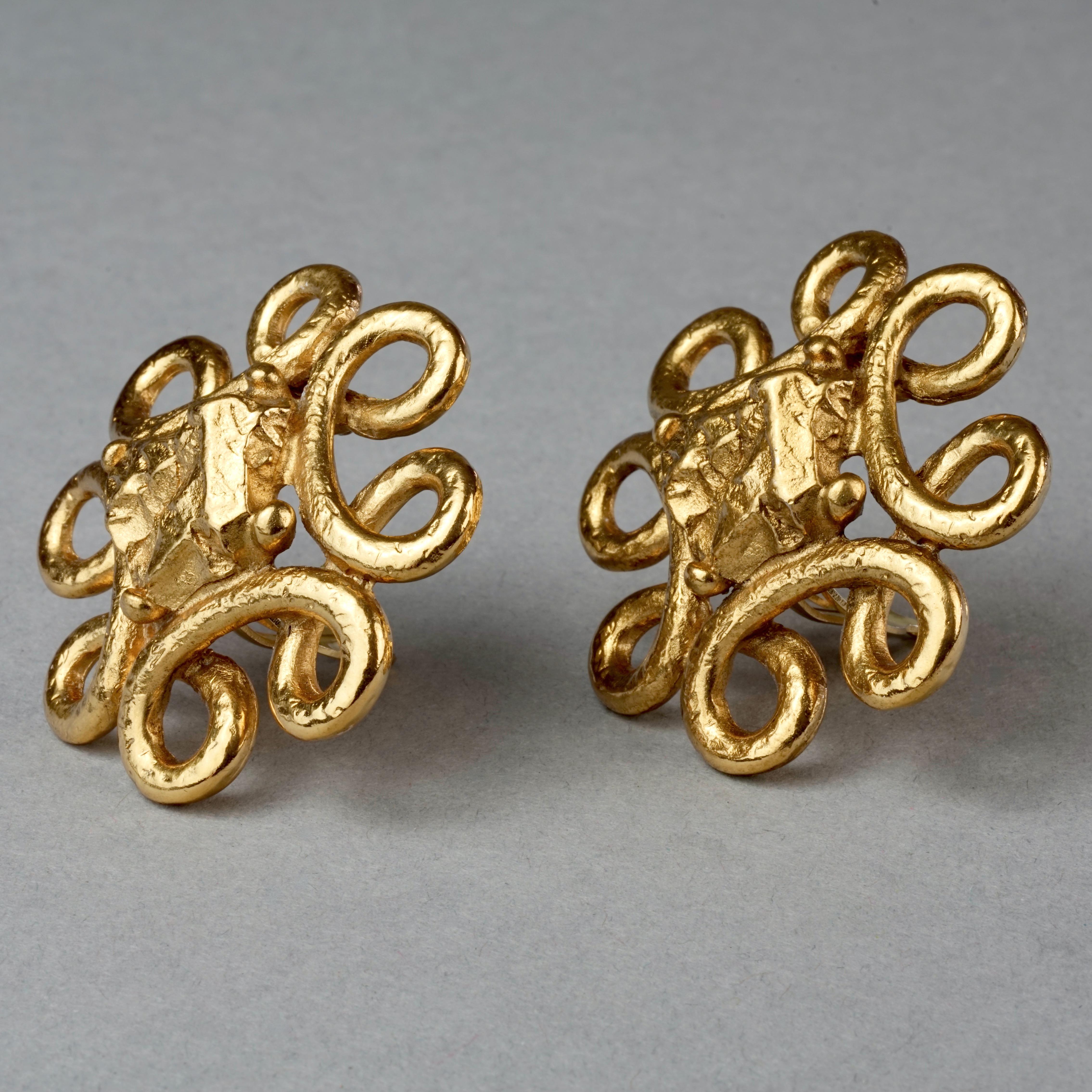 Vintage YVES SAINT LAURENT Ysl Nugget Loop Earrings For Sale 3