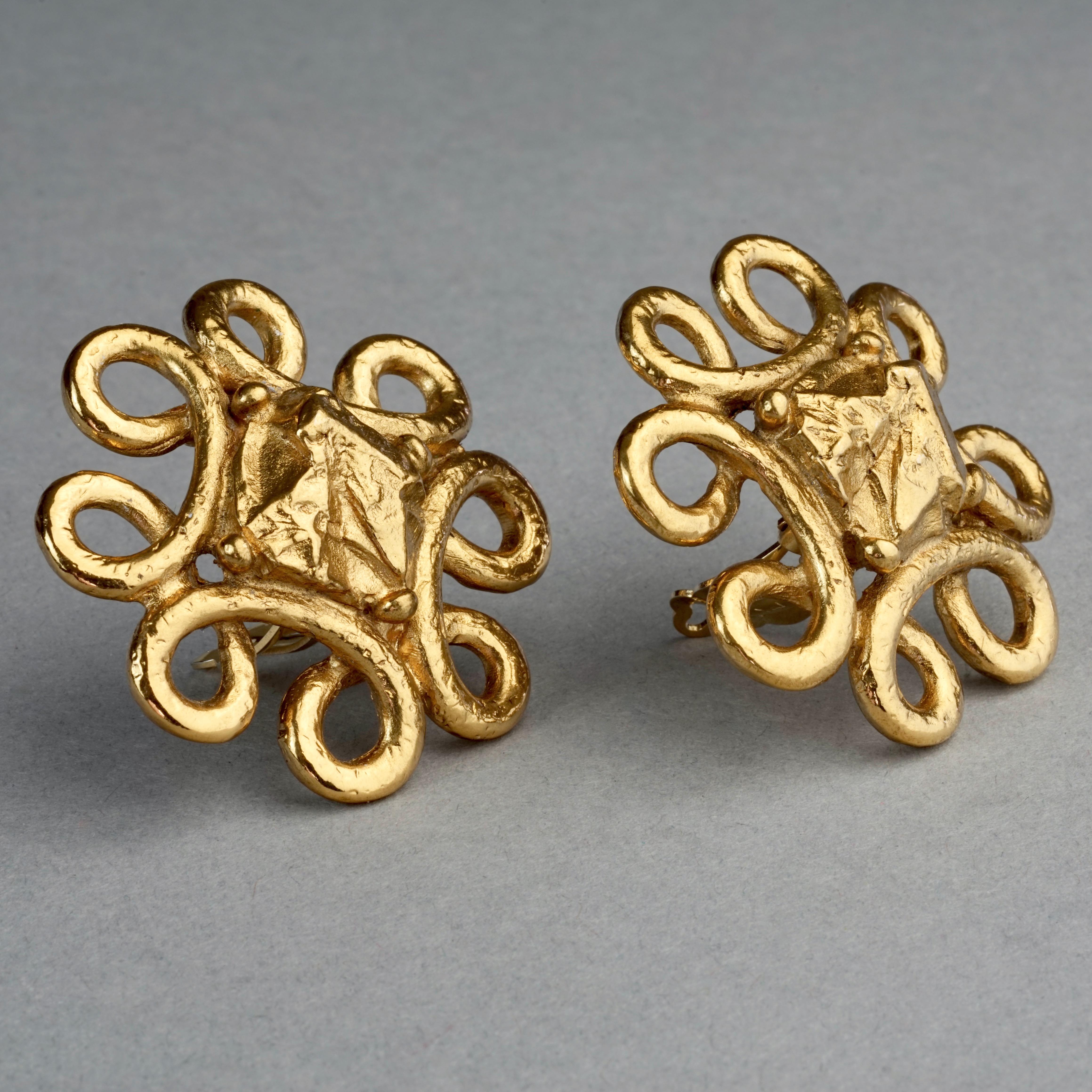 Vintage YVES SAINT LAURENT Ysl Nugget Loop Earrings For Sale 4