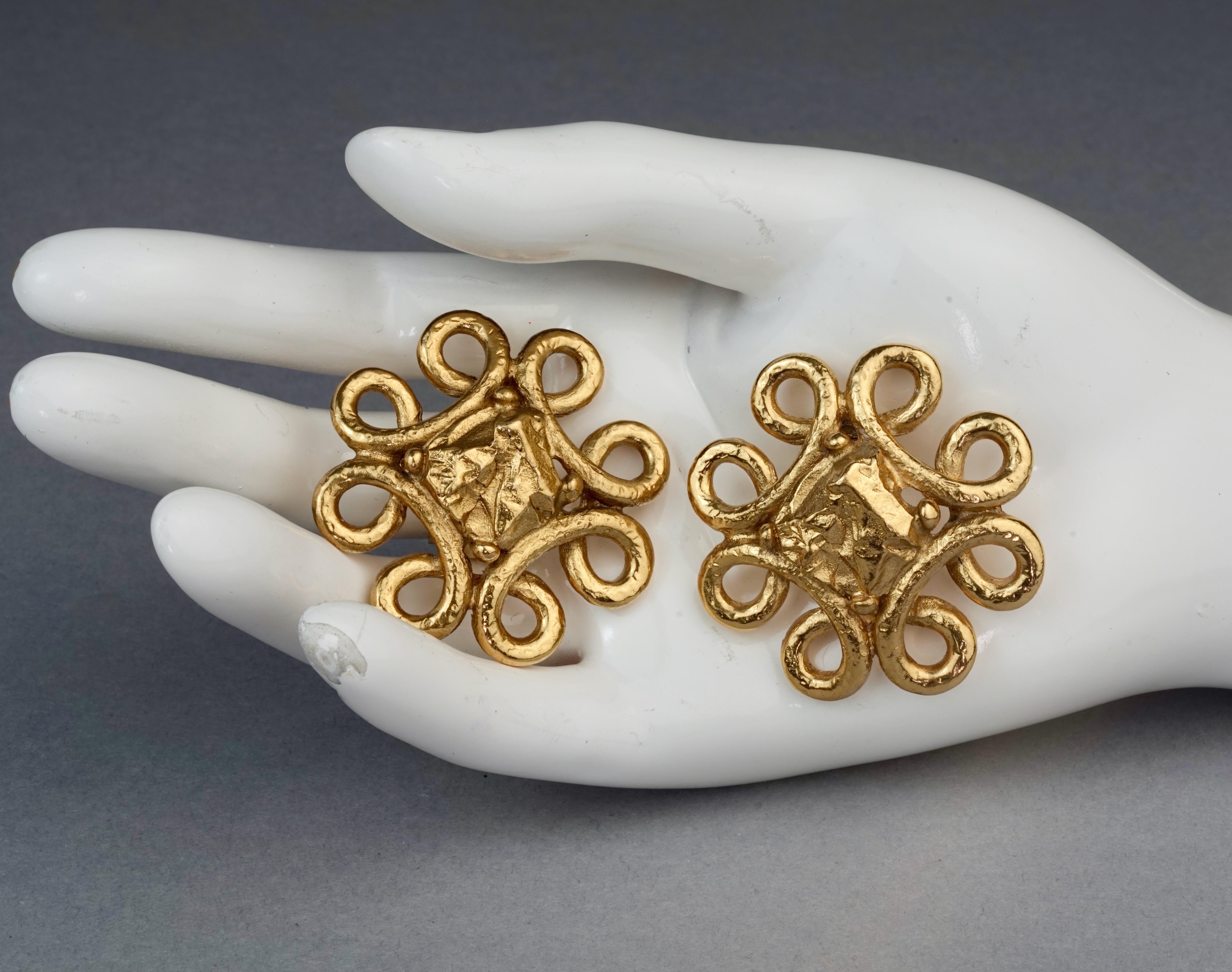 Vintage YVES SAINT LAURENT Ysl Nugget Loop Earrings For Sale 5