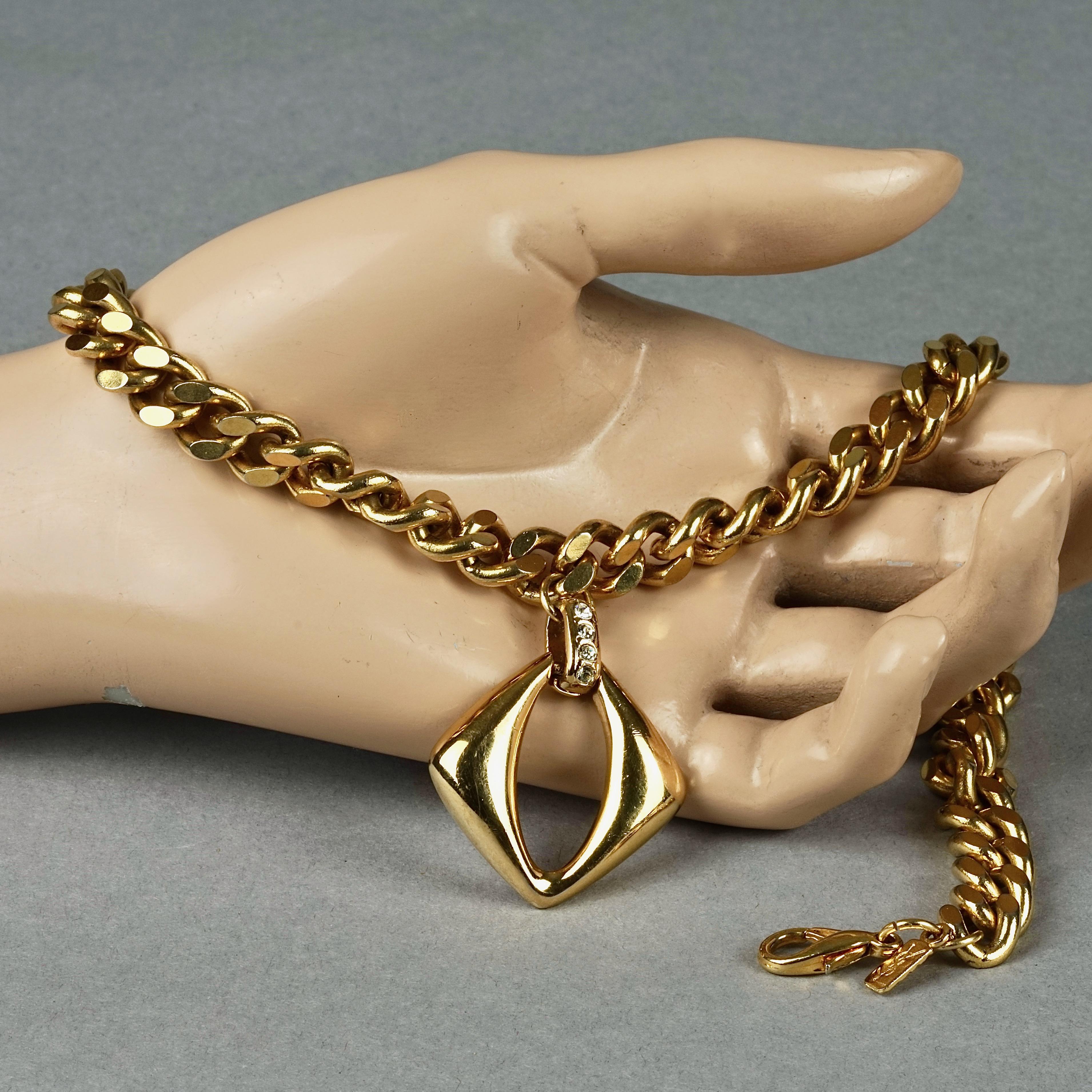 Vintage YVES SAINT LAURENT Ysl Openwork Diamond Chain Necklace In Good Condition In Kingersheim, Alsace