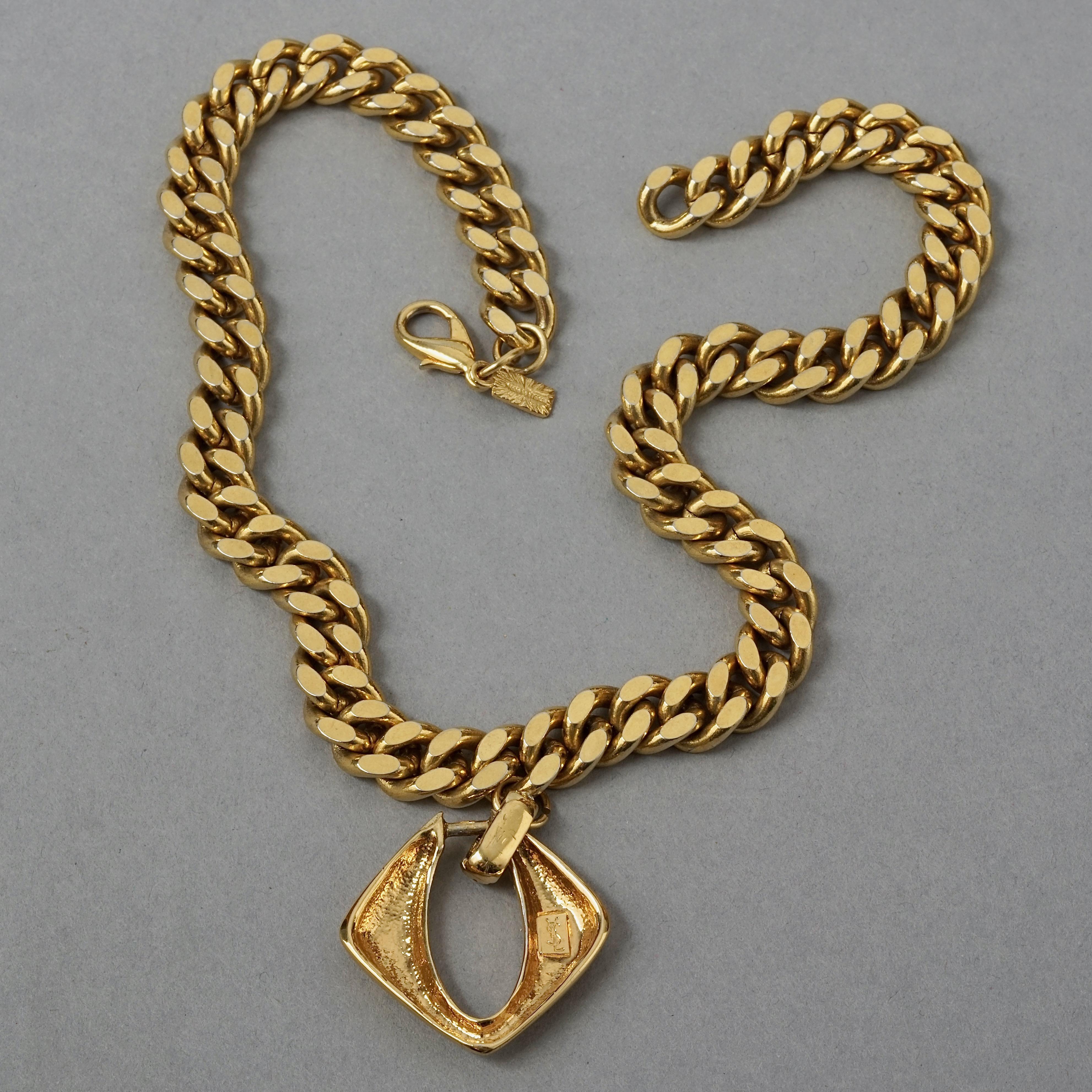 Women's Vintage YVES SAINT LAURENT Ysl Openwork Diamond Chain Necklace