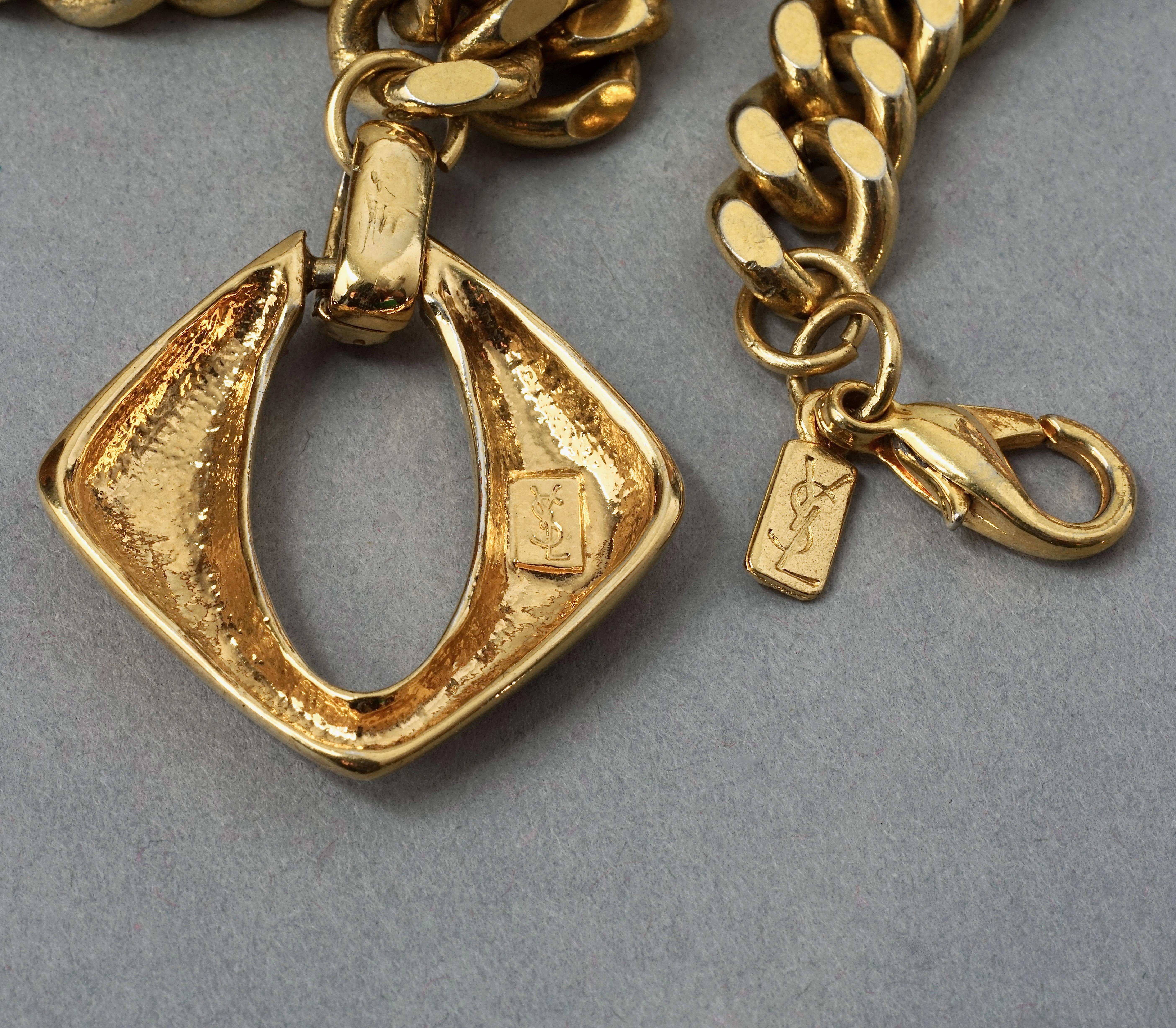 Vintage YVES SAINT LAURENT Ysl Openwork Diamond Chain Necklace 1