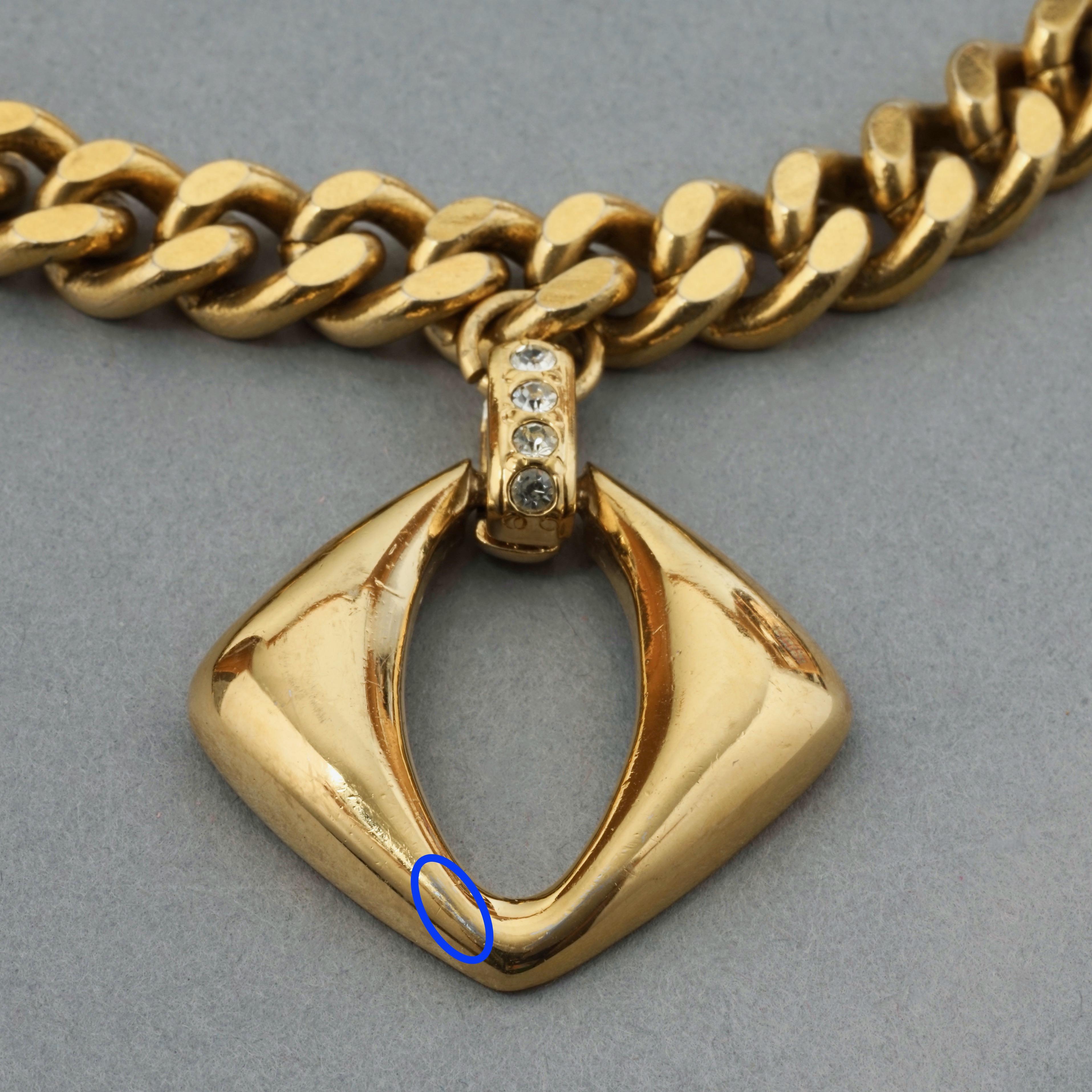 Vintage YVES SAINT LAURENT Ysl Openwork Diamond Chain Necklace 2
