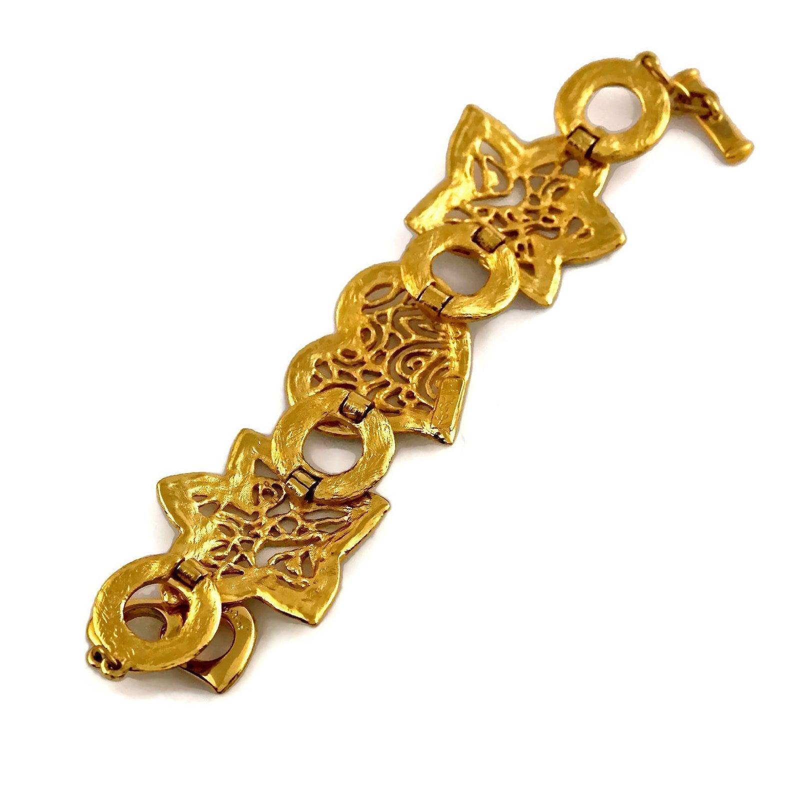 Vintage YVES SAINT LAURENT Ysl Openwork Heart Star Bracelet For Sale 2