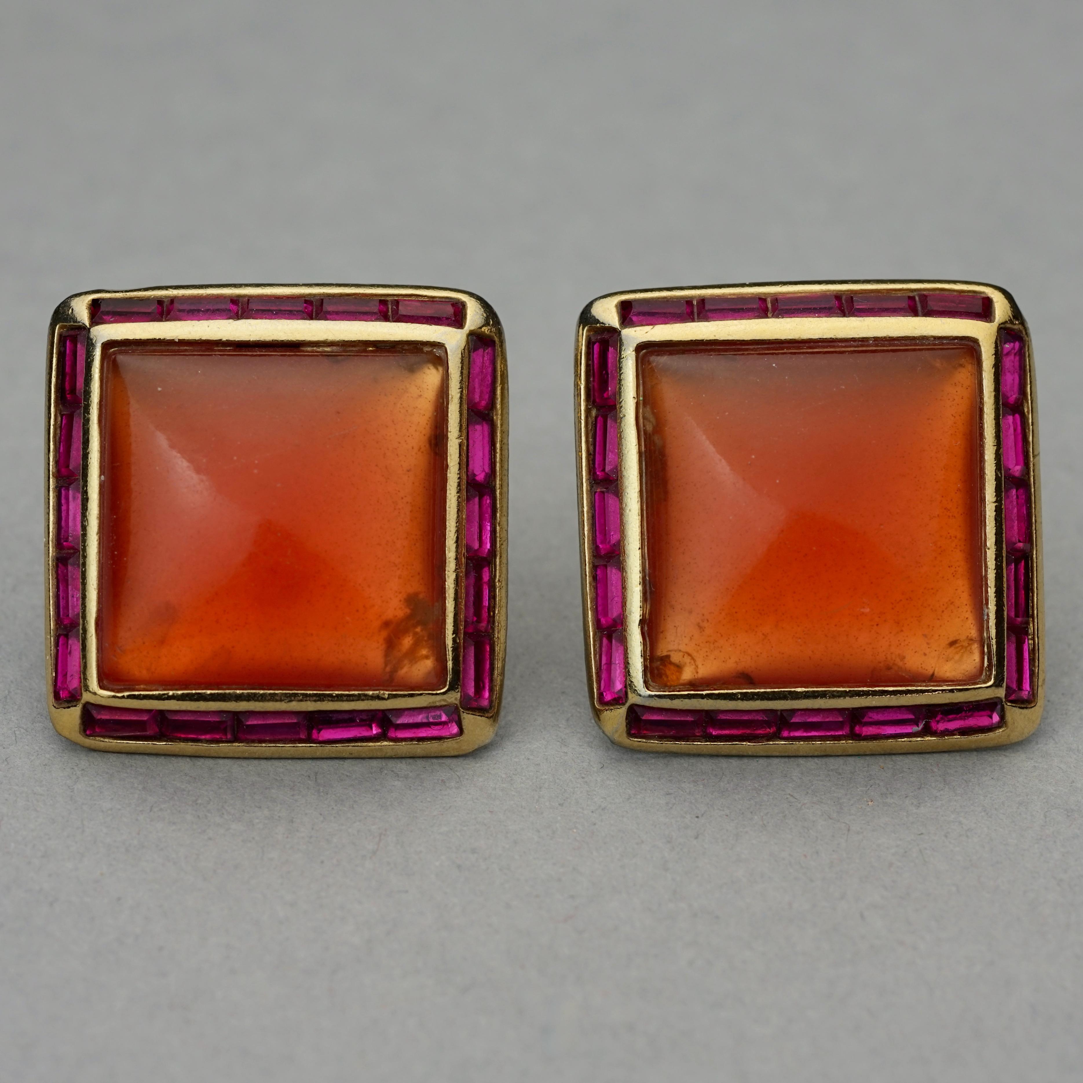 orange rhinestone earrings
