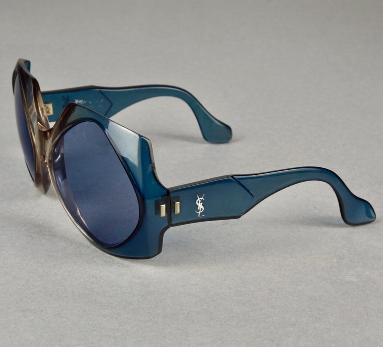 Vintage YVES SAINT LAURENT Ysl Oversized Blue Sunglasses at 1stDibs