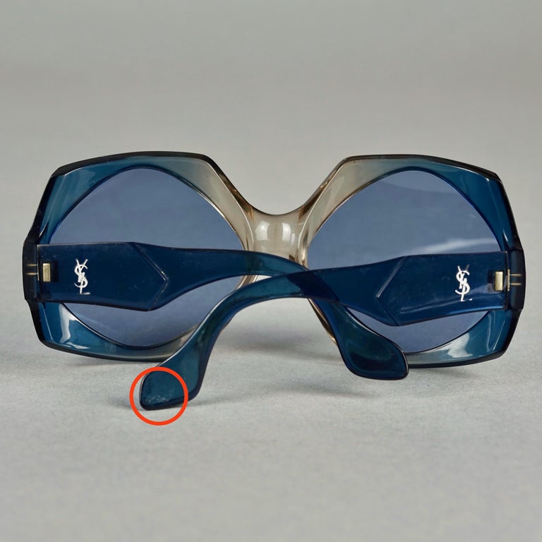 YSL VINTAGE Blue and Black oversized Sunglasses Ysl Oversized Blue Wrap Sunglasses Black Lense | Boardwalk  main image 4