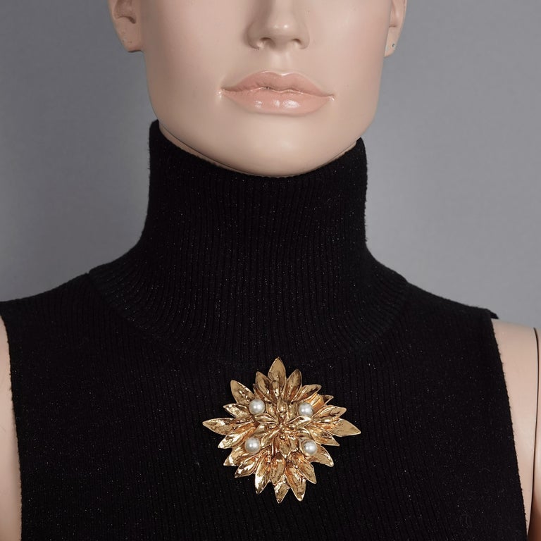 Vintage YVES SAINT LAURENT Ysl Pearl Flower Brooch at 1stDibs