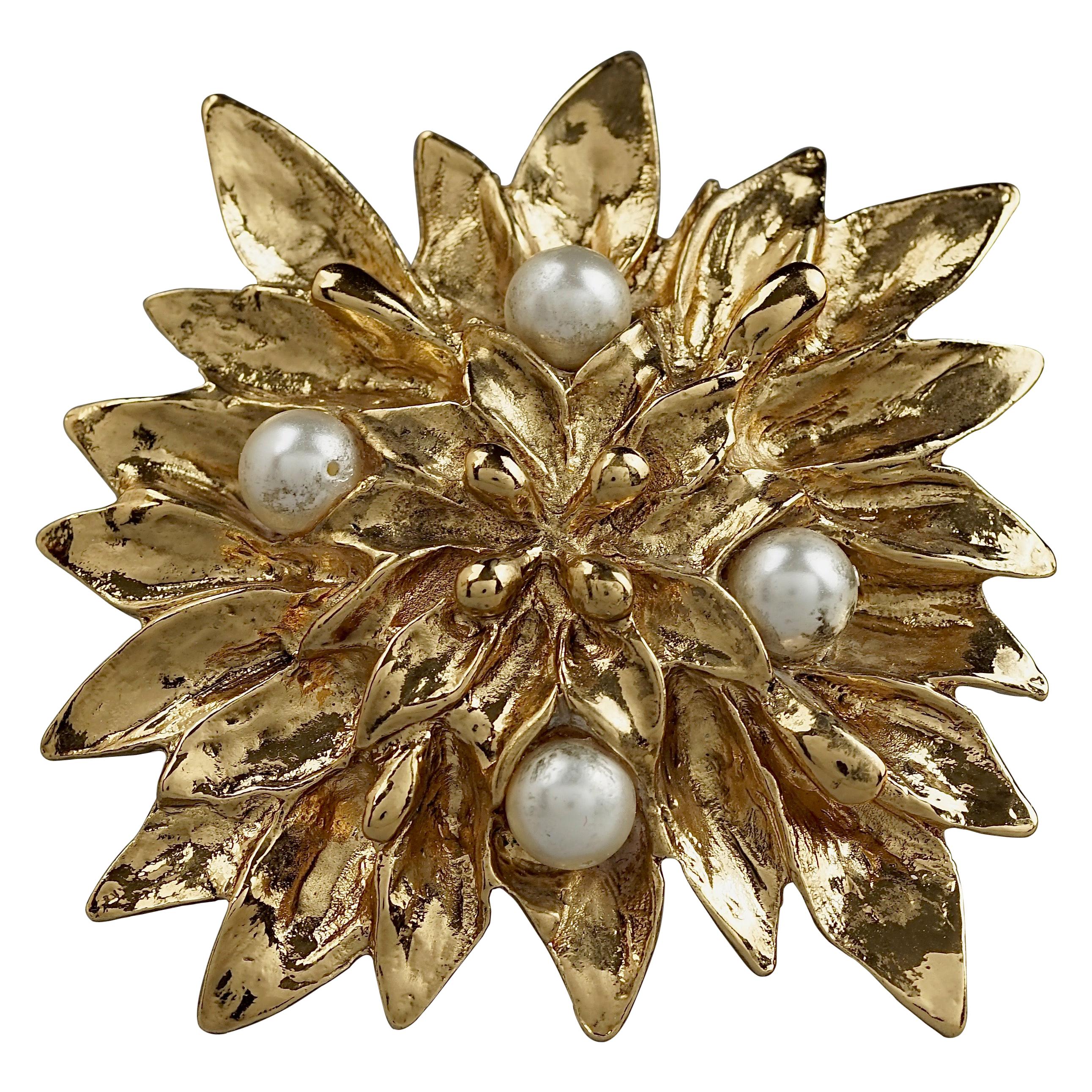 Vintage YVES SAINT LAURENT Ysl Pearl Flower Brooch