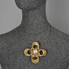 Vintage YVES SAINT LAURENT Ysl Pearl Openwork Pendant Brooch