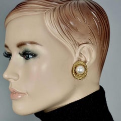 Vintage YVES SAINT LAURENT Ysl Pearl Textured Earrings