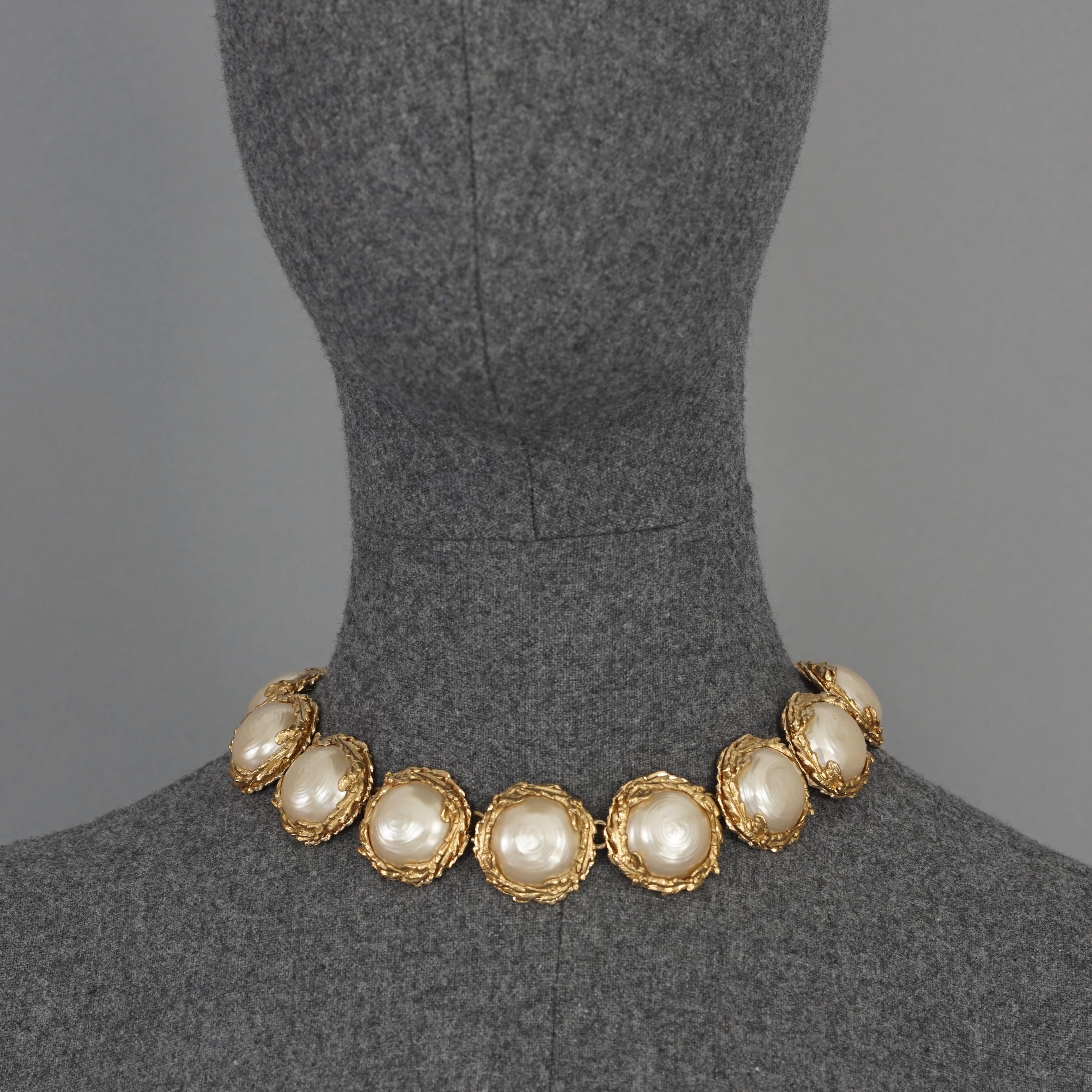 Vintage YVES SAINT LAURENT Ysl Pearl Wreath Link Choker Necklace at