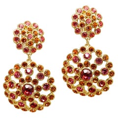 Vintage Yves Saint Laurent YSL Pink and Amber Dangling Earrings Circa 1990s