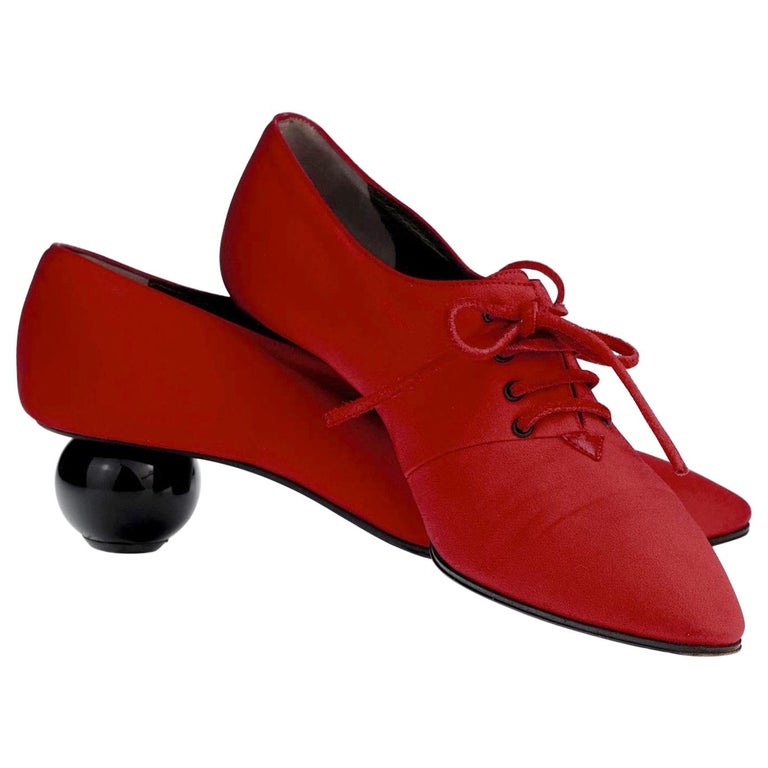Vintage YVES SAINT LAURENT Ysl Red Ball Heel Pumps Lace Up Shoes For Sale  at 1stDibs | ysl red shoes, ysl red pumps, saint laurent red shoes