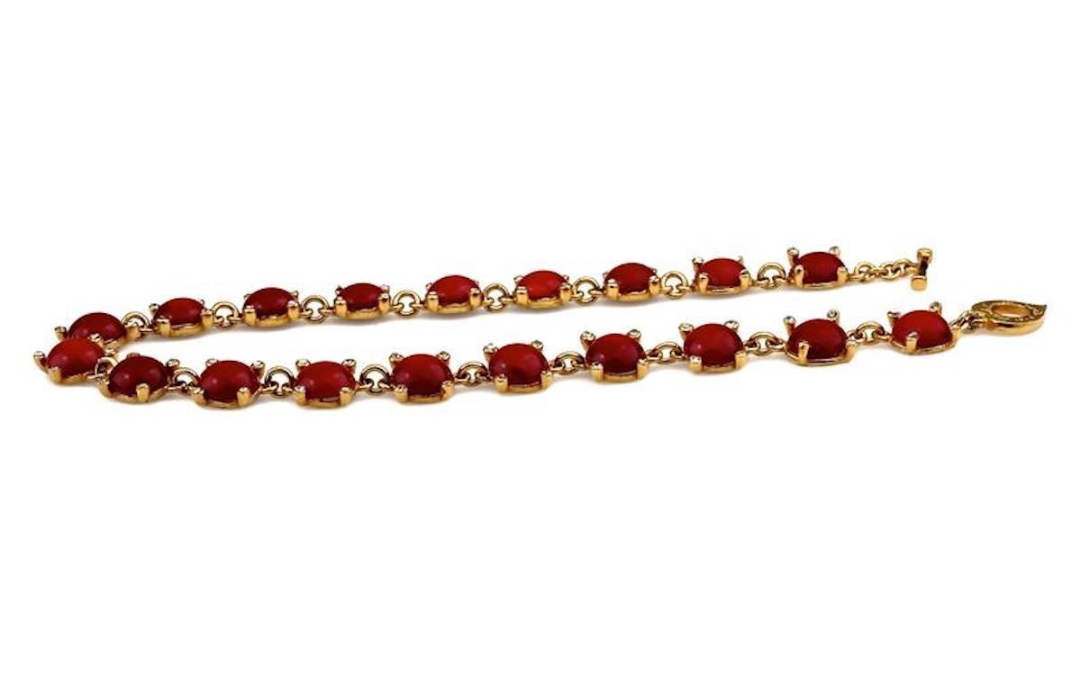 Women's Vintage YVES SAINT LAURENT Ysl Red Glass Cabochon Rhinestone Necklace