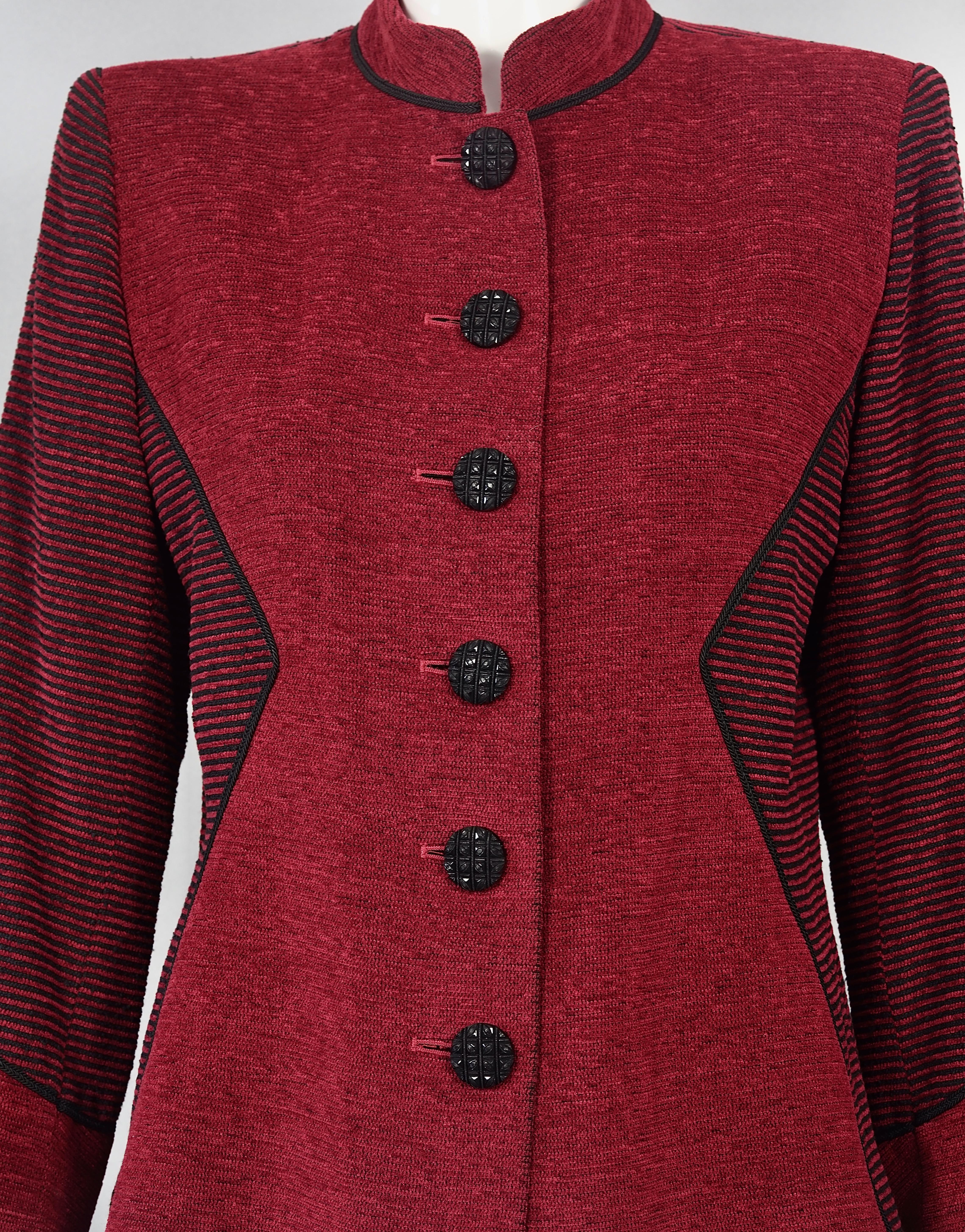 Women's Vintage YVES SAINT LAURENT Ysl Red Mandarin Collar Jacket For Sale
