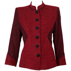 Vintage YVES SAINT LAURENT Ysl Red Mandarin Collar Jacket