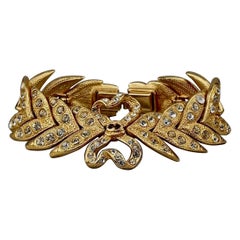 Vintage YVES SAINT LAURENT Ysl Rhinestone Bow Leaf Bracelet