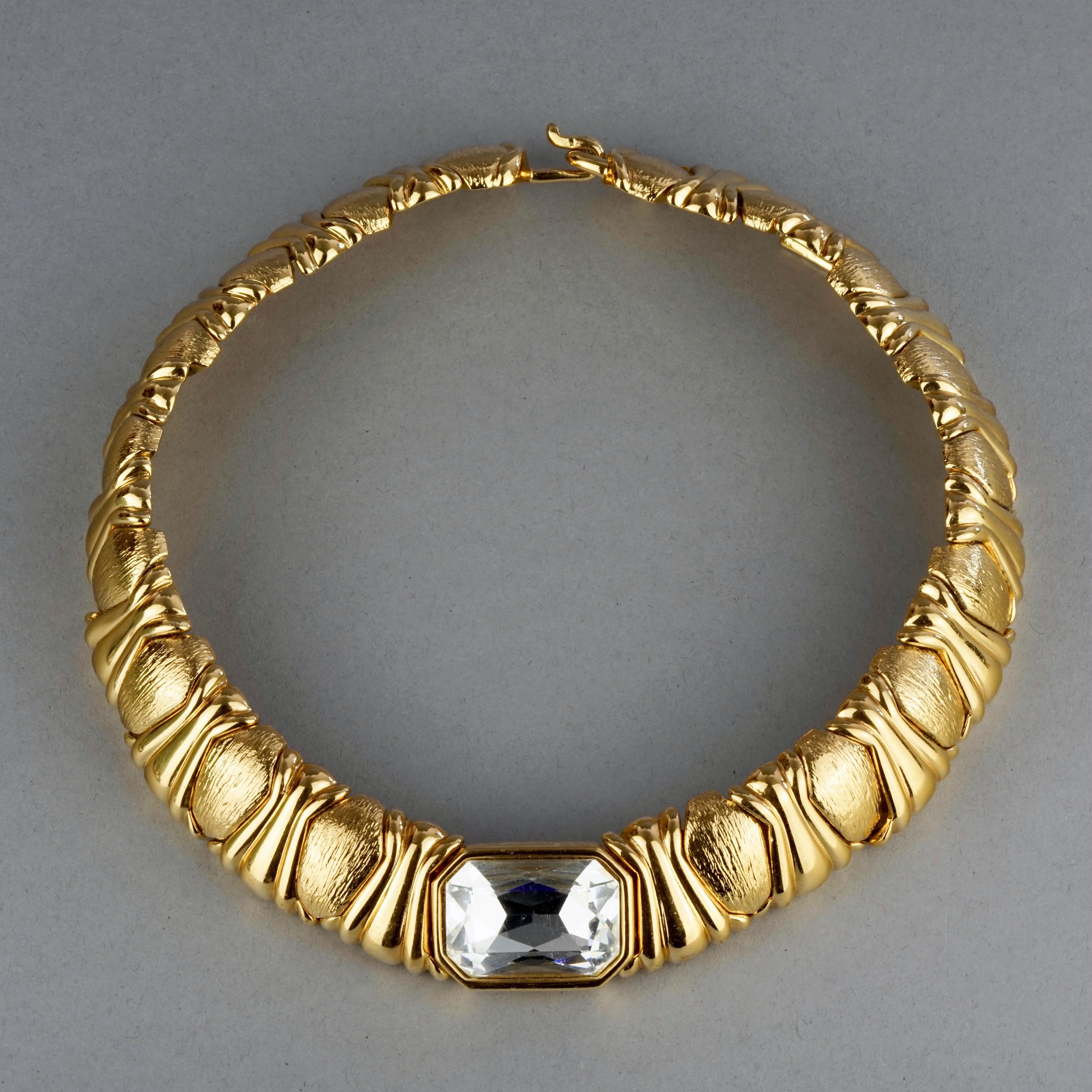 Vintage YVES SAINT LAURENT Ysl Rhinestone Choker Necklace In Excellent Condition For Sale In Kingersheim, Alsace