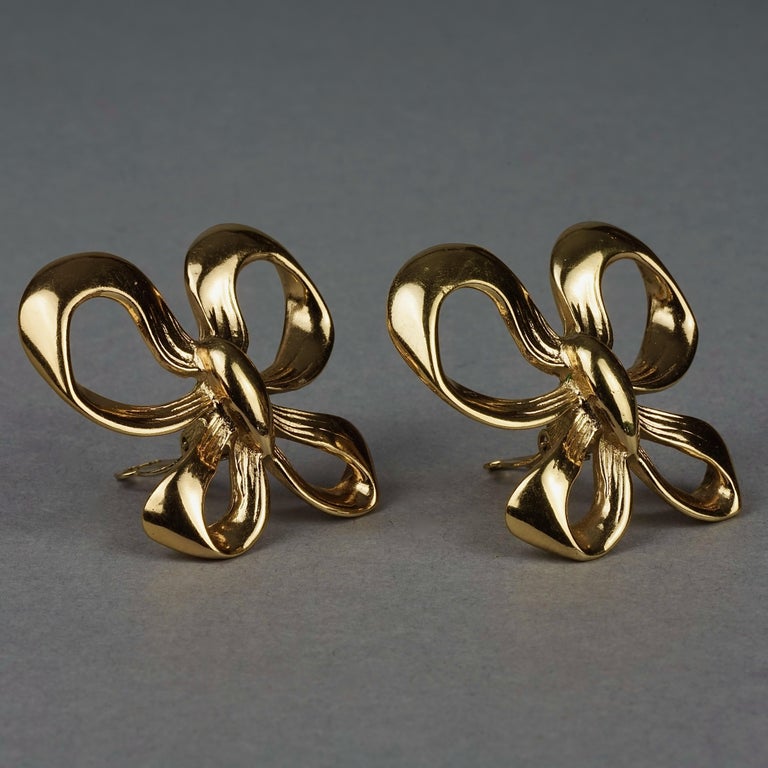 Ysl Ribbon Vintage YVES SAINT LAURENT Ysl Ribbon Bow Earrings For Sale at 1stDibs