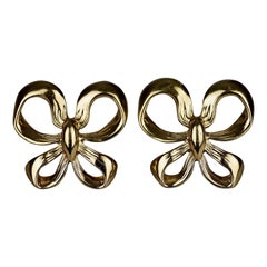 Boucles d'oreilles vintage YVES SAINT LAURENT Ysl avec nœud ruban