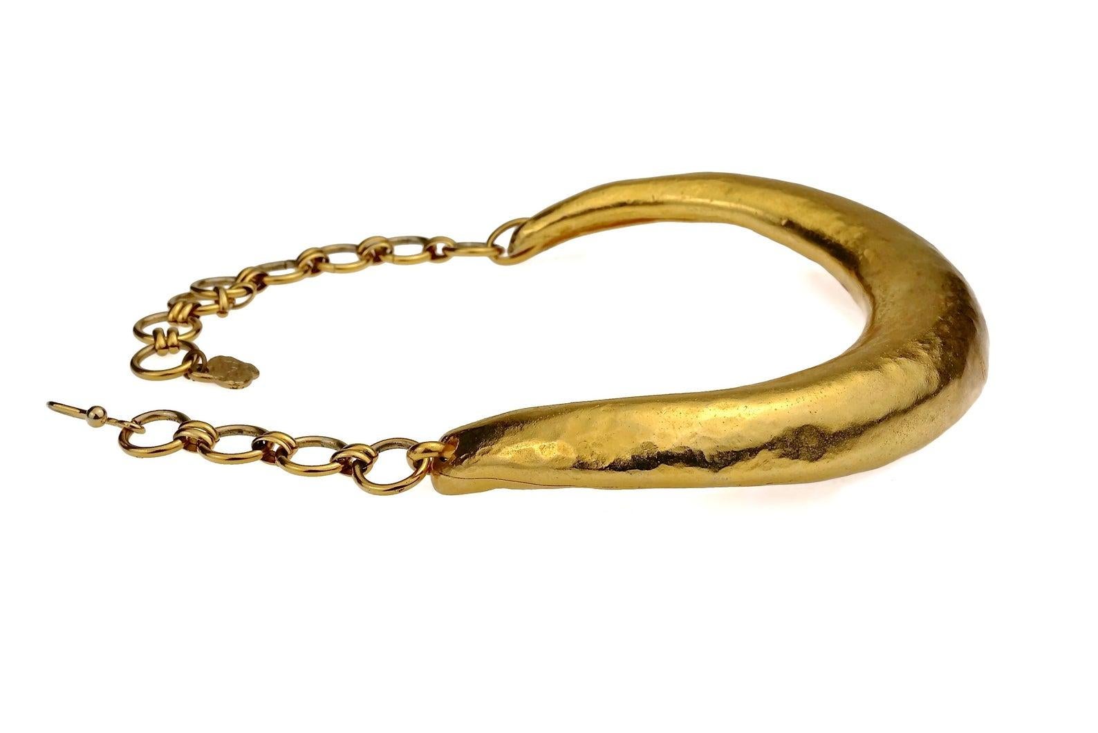 Vintage YVES SAINT LAURENT Ysl Rigid Choker Necklace For Sale 1
