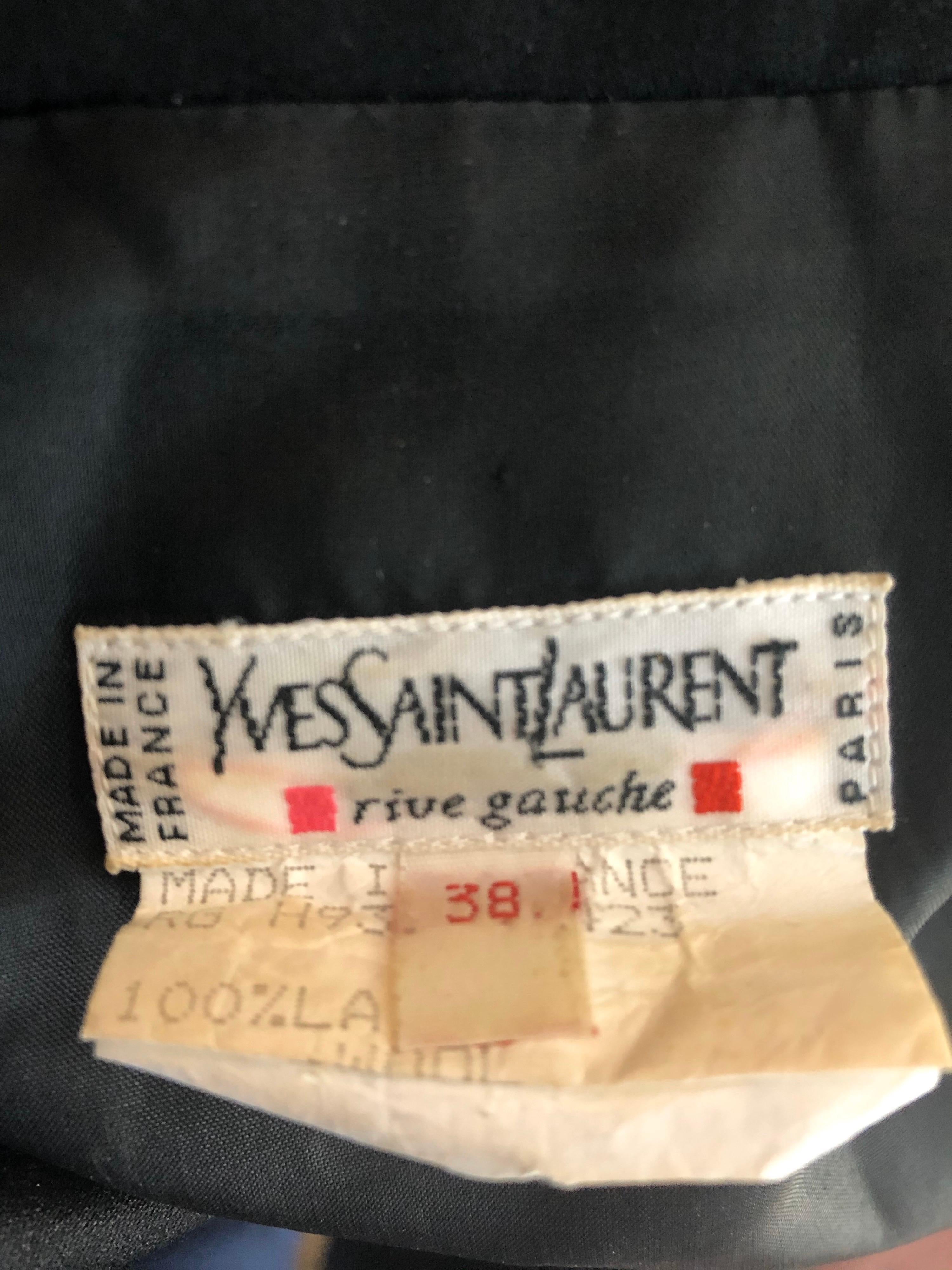 Vintage Yves Saint Laurent YSL Rive Gauche Black Long Sleeve Tuxedo Jumpsuit 11