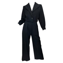 Vintage Yves Saint Laurent YSL Rive Gauche Black Long Sleeve Tuxedo Jumpsuit