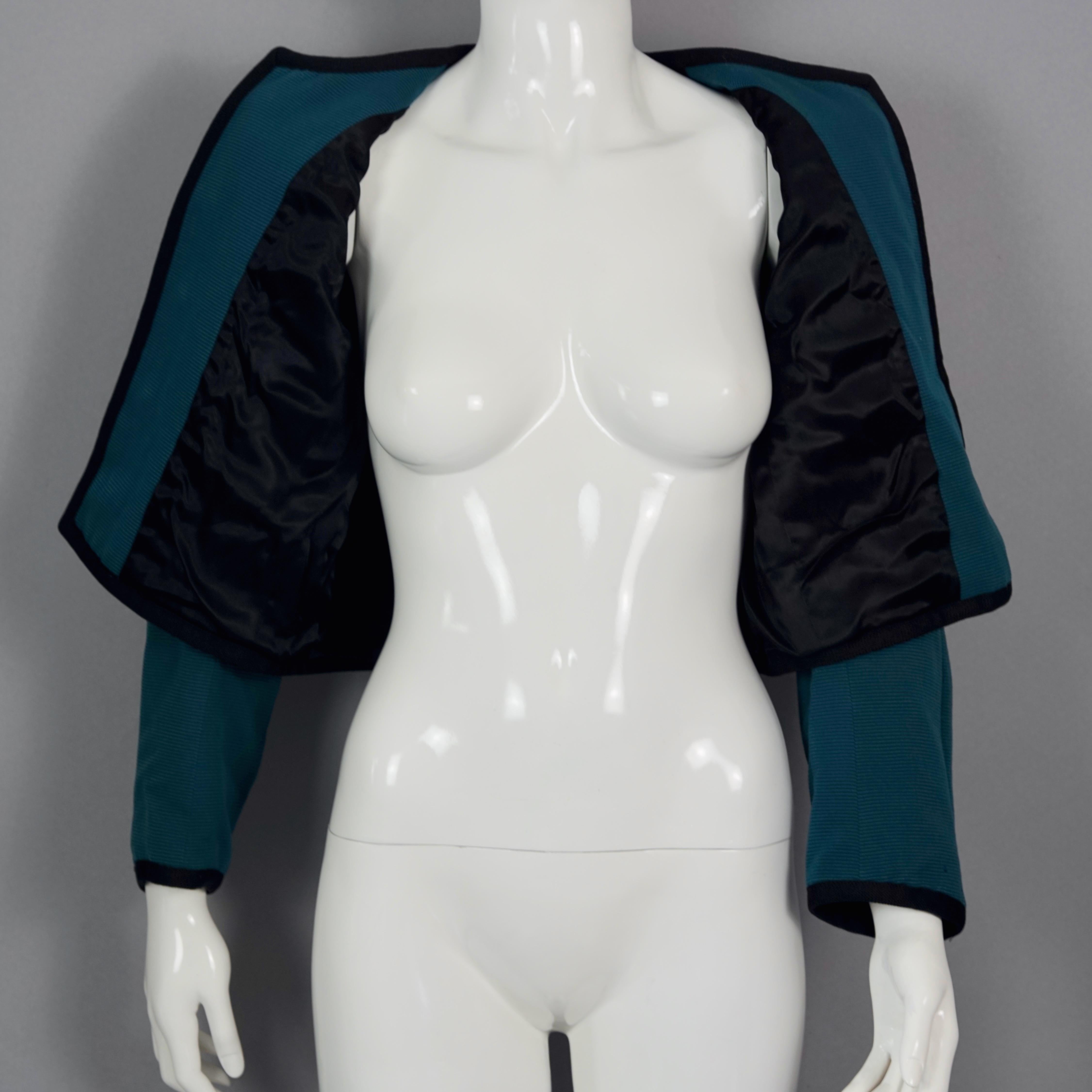 Vintage YVES SAINT LAURENT Ysl Rive Gauche Dark Teal Openwork Cropped Jacket For Sale 1