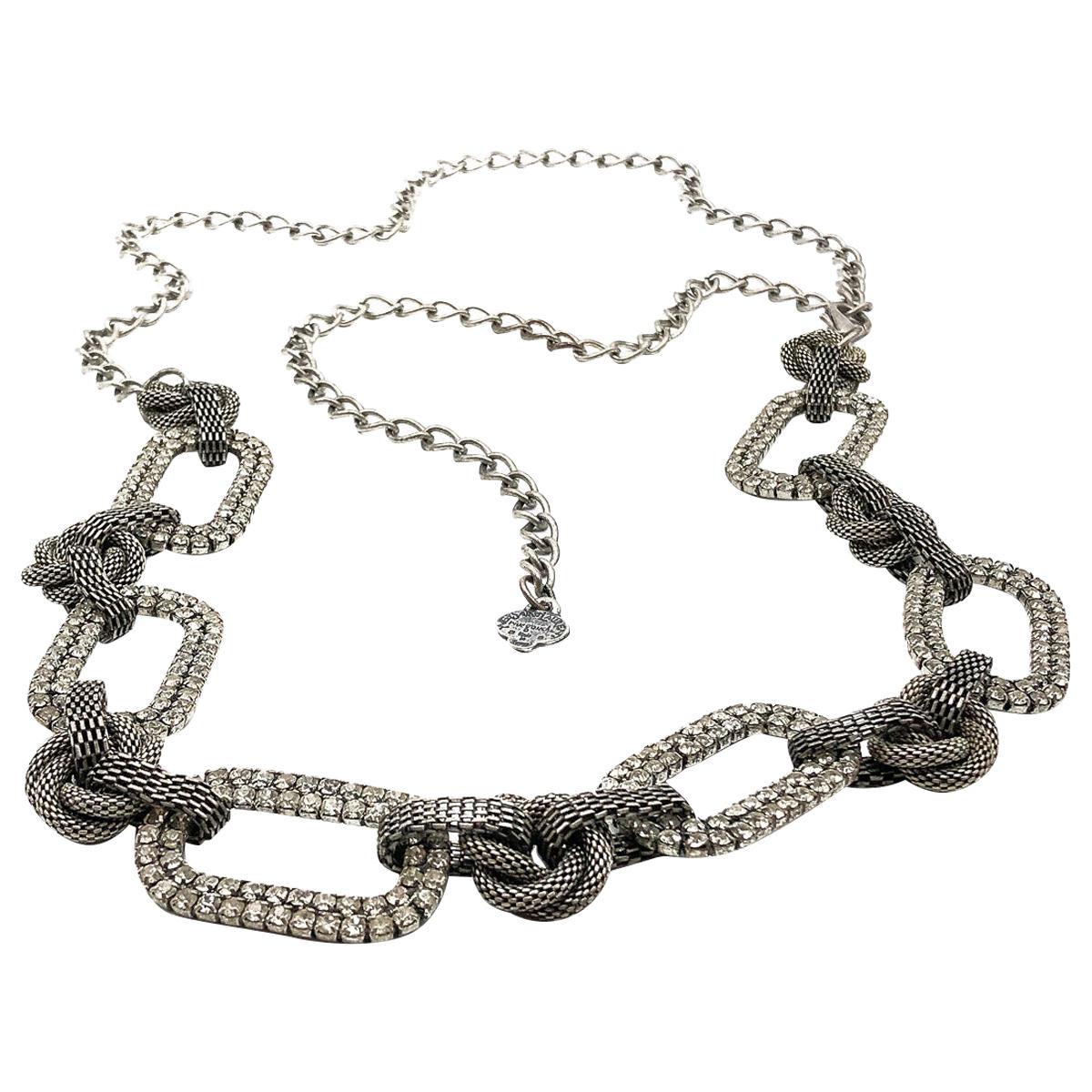 Vintage Yves Saint Laurent YSL Rive Gauche Gunmetal & Crystal Belt 1970s
