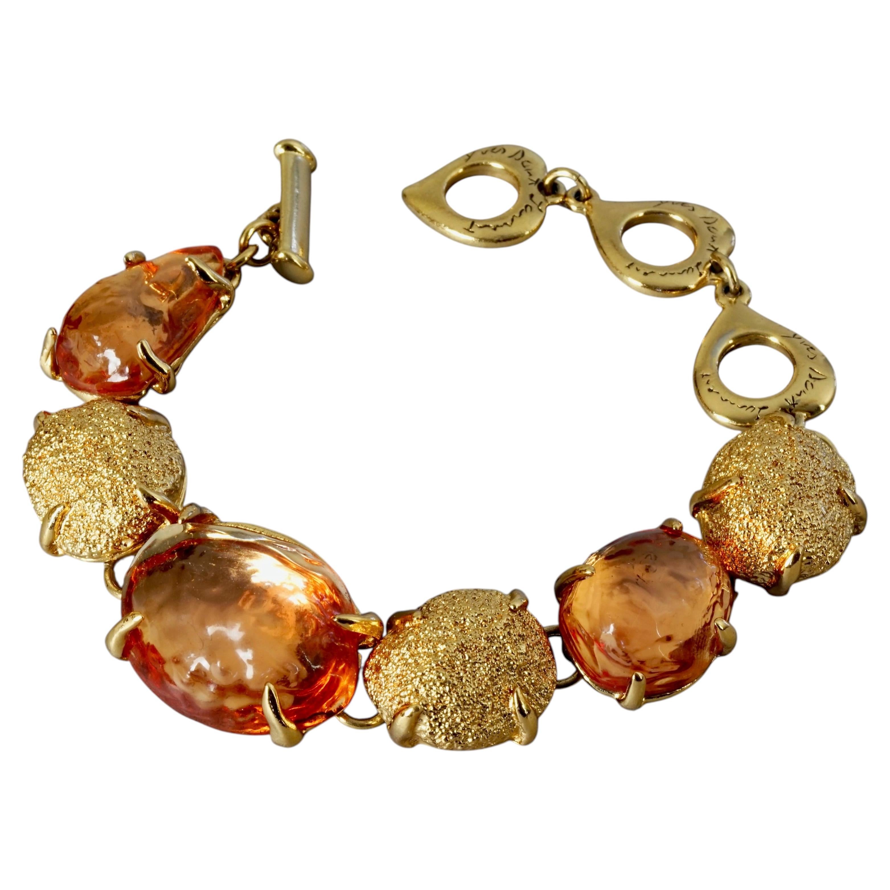 Vintage-Armband von YVES SAINT LAURENT (YSL) mit Cabochon-Nugget-Gliedern, entworfen von Robert Goossens