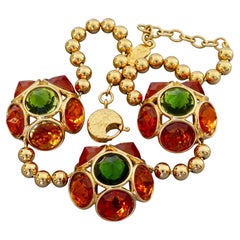 Vintage YVES SAINT LAURENT Ysl Robert Goossens Flower Charm Ball Chain Necklace