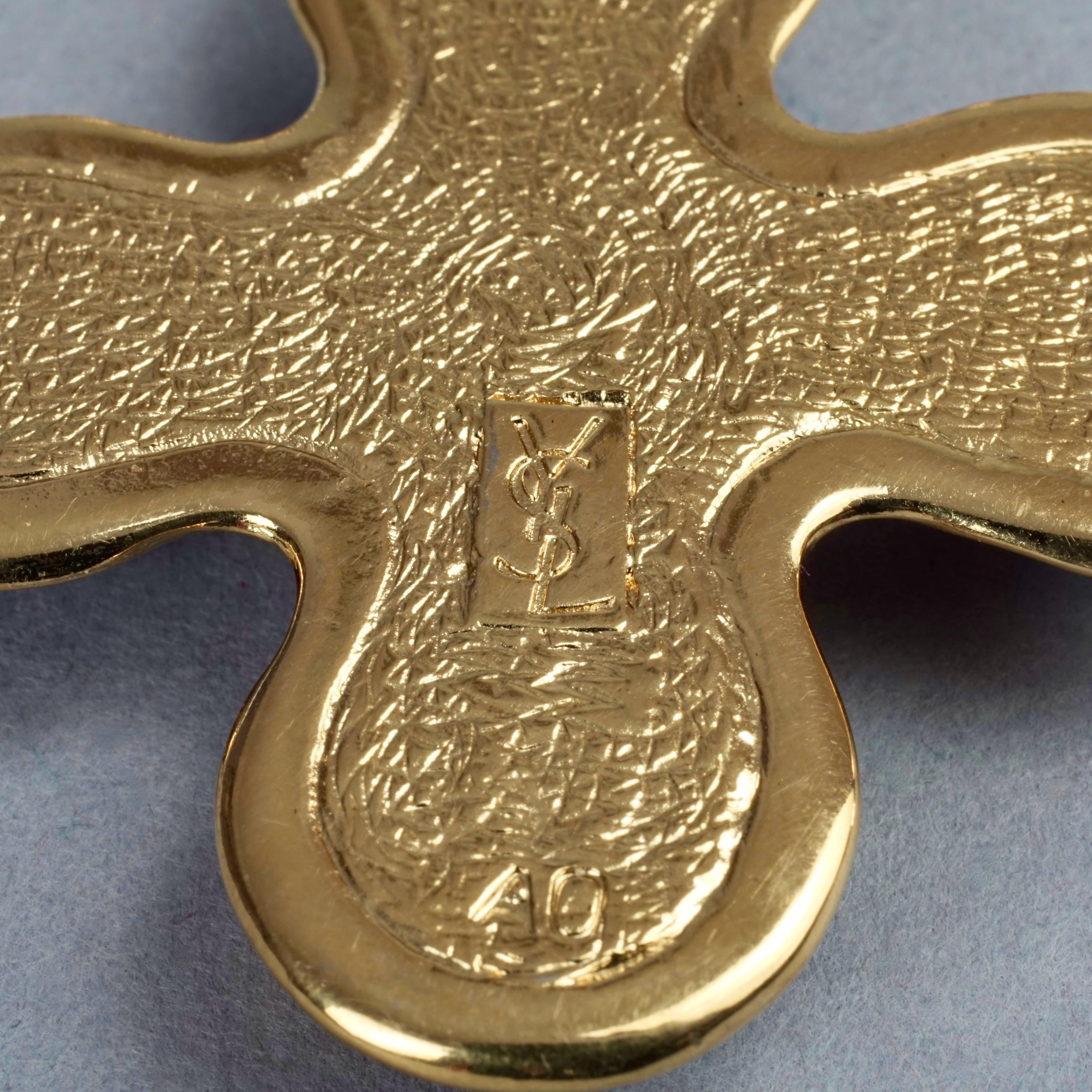 Vintage YVES SAINT LAURENT Ysl Robert Goossens Jewelled Cross Pendant Necklace 4
