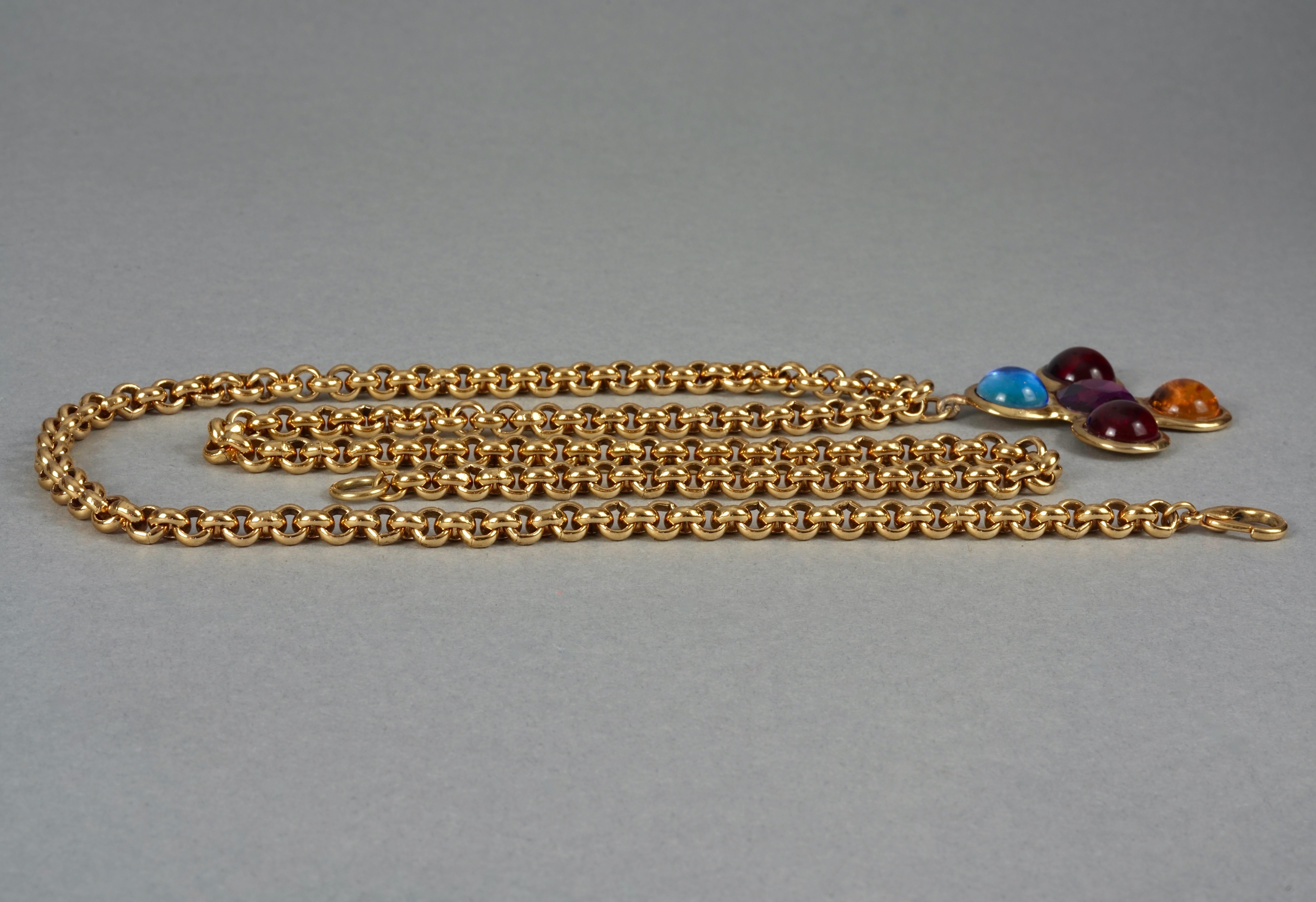 Vintage YVES SAINT LAURENT Ysl Robert Goossens Jewelled Cross Pendant Necklace In Good Condition In Kingersheim, Alsace