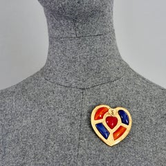 Vintage YVES SAINT LAURENT Ysl Robert Goossens for Yves Saint Laurent Multicolour Heart Pendant Brooch