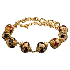 Vintage YVES SAINT LAURENT Ysl Robert Goossens Ornate Enamel Ball Link Necklace