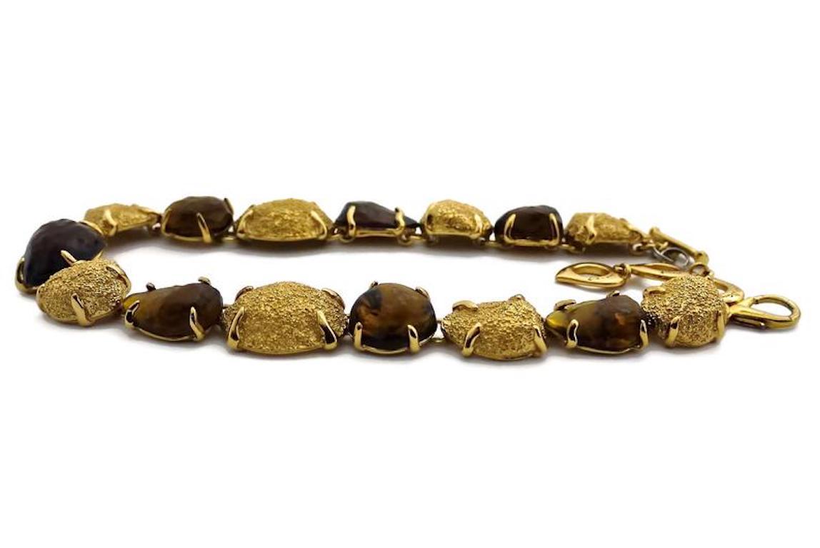 Vintage YVES SAINT LAURENT Ysl Robert Goossens Stone Nugget Necklace In Excellent Condition In Kingersheim, Alsace