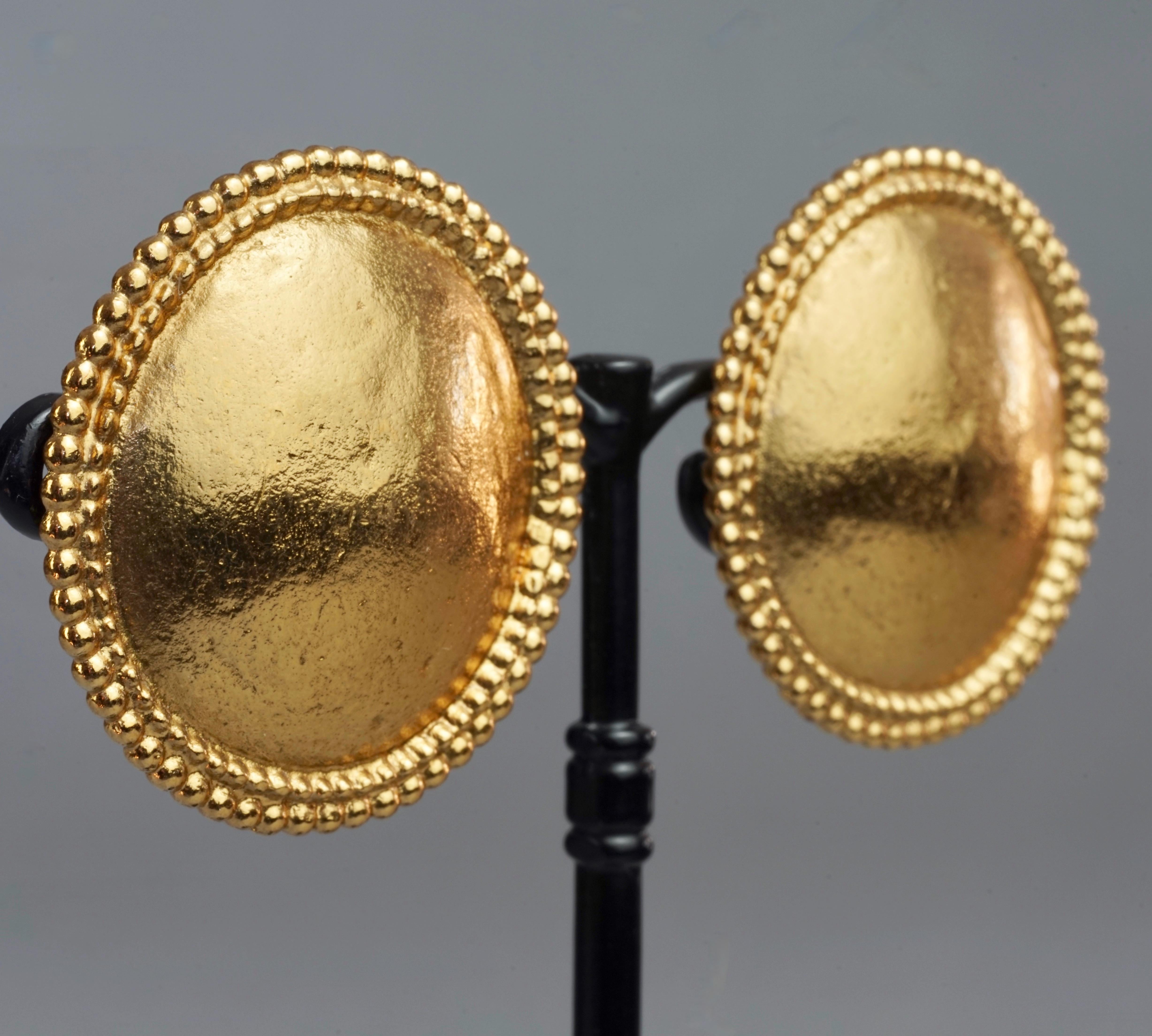Women's Vintage YVES SAINT LAURENT Ysl Round Ball Trim Disc Earrings For Sale