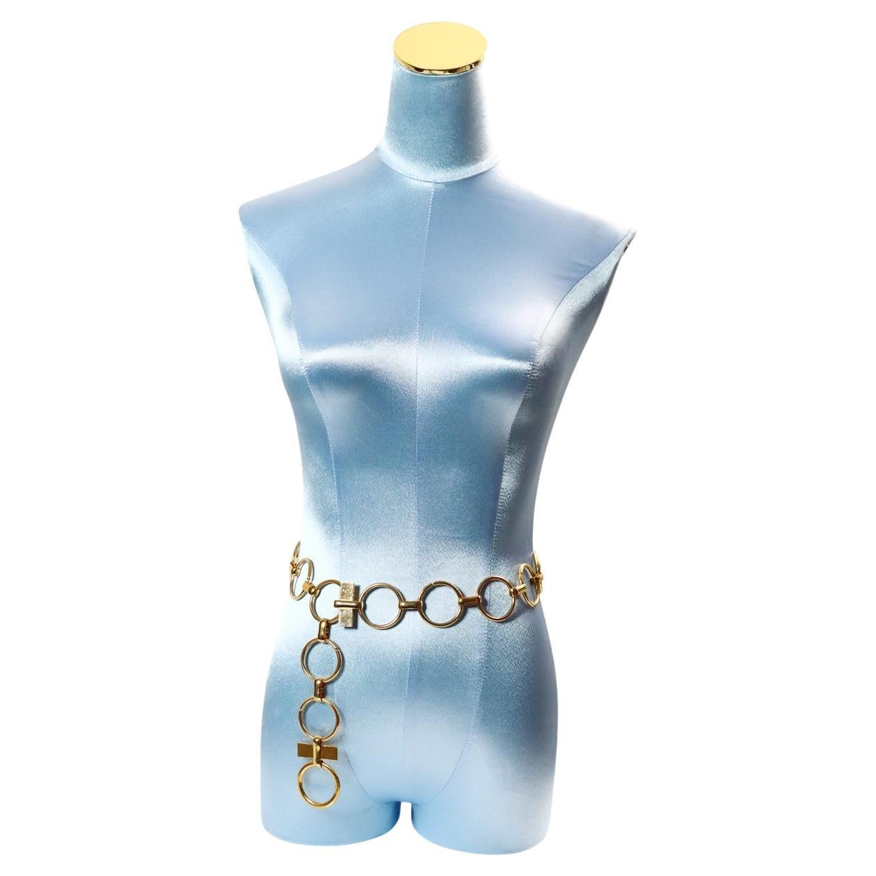 Vintage Yves Saint Laurent YSL Round Dangling Chain Belt Circa 1970s For Sale