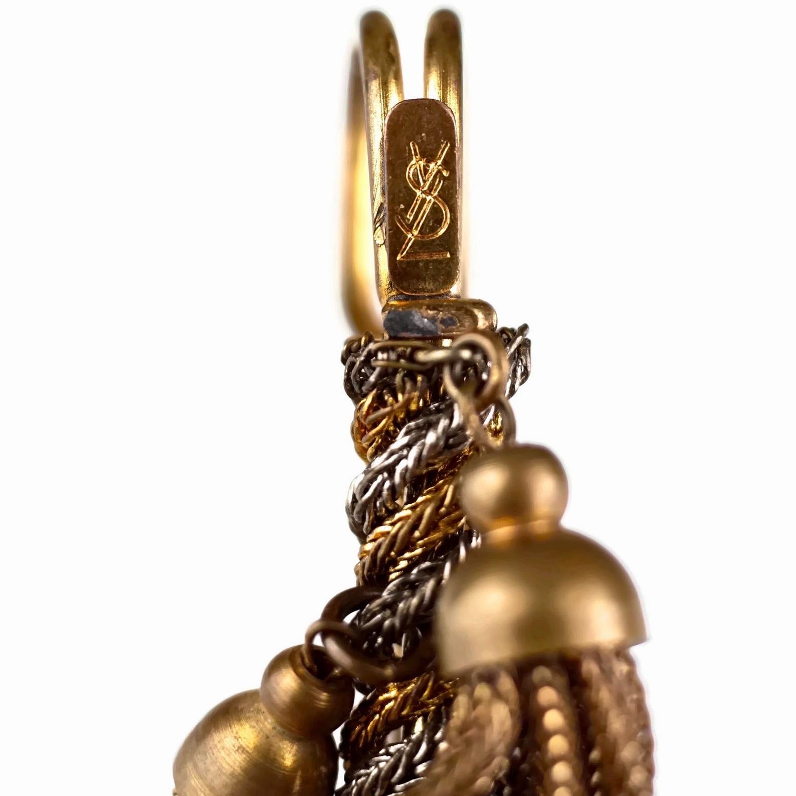 Women's or Men's Vintage YVES SAINT LAURENT Ysl Safety Pin Tassel Brooch For Sale