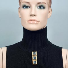 Vintage YVES SAINT LAURENT Ysl Sapphire Bar Brooch