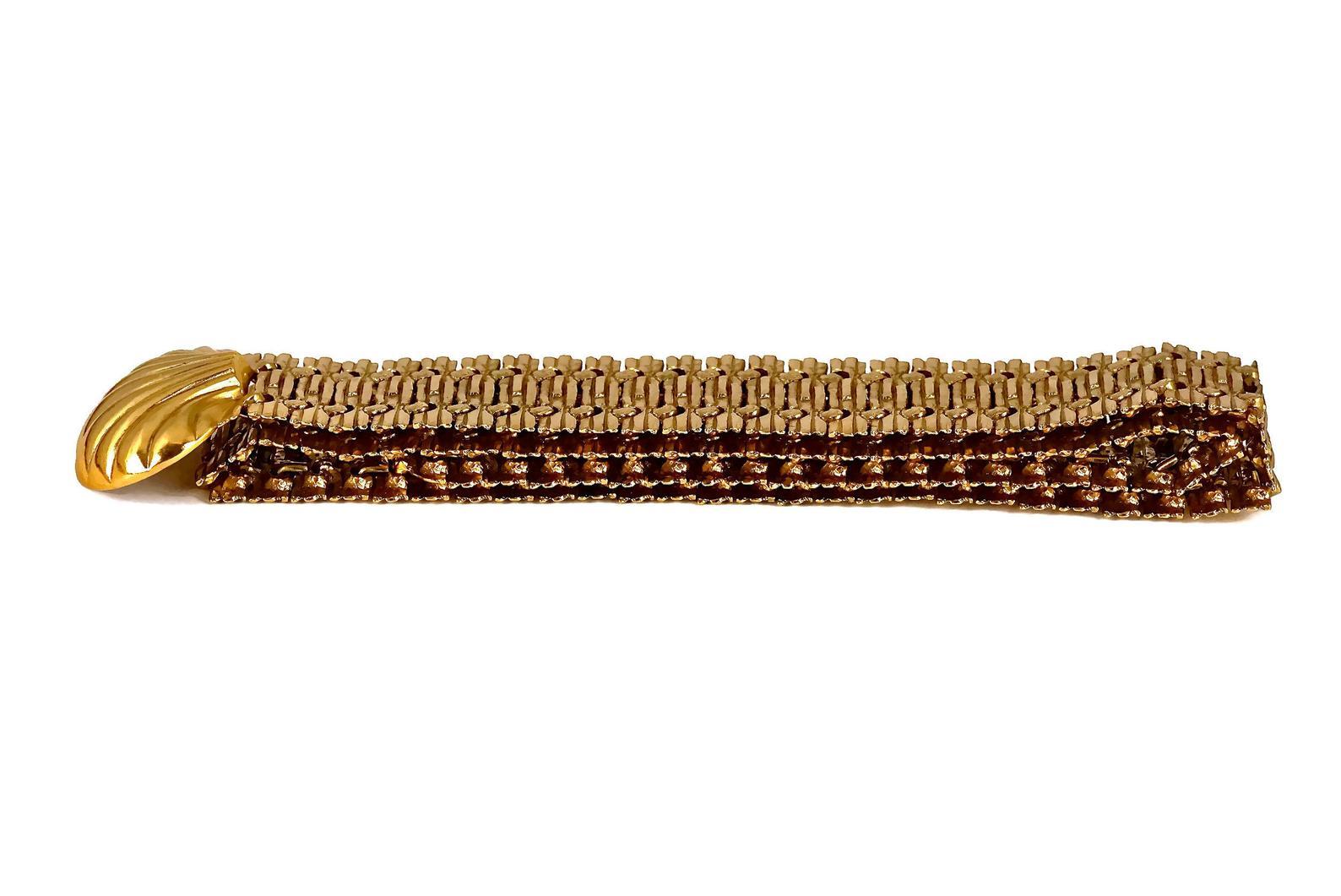 Women's or Men's Vintage YVES SAINT LAURENT Ysl Shell Textured Metal Belt