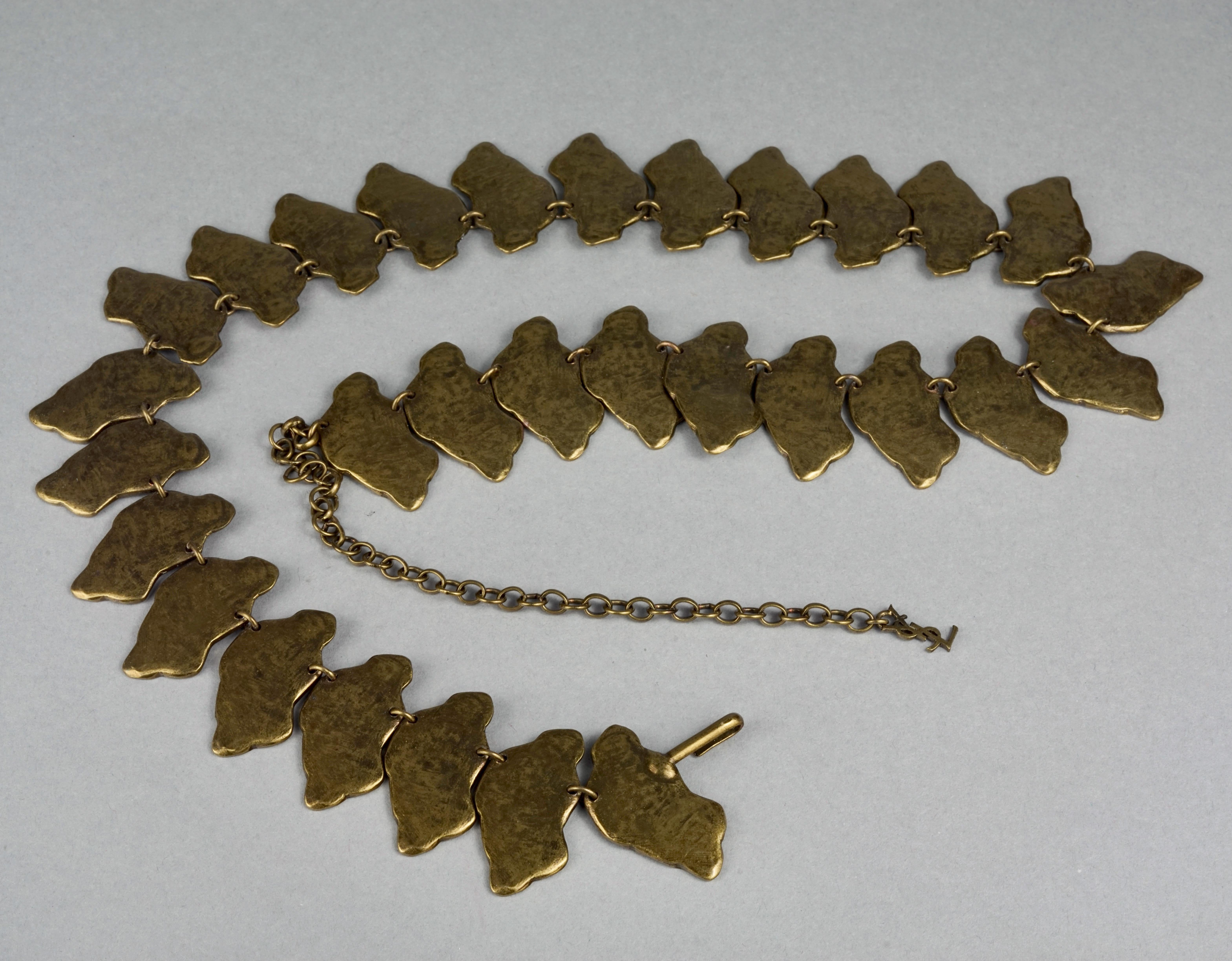 Vintage YVES Saint Laurent Ysl Snake Pattern Bronze Link Necklace Belt in vendita 4