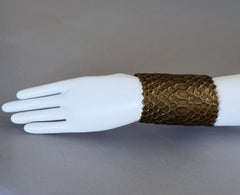 Vintage YVES SAINT LAURENT Ysl Snake Pattern Bronze Tone Cuff Bracelet