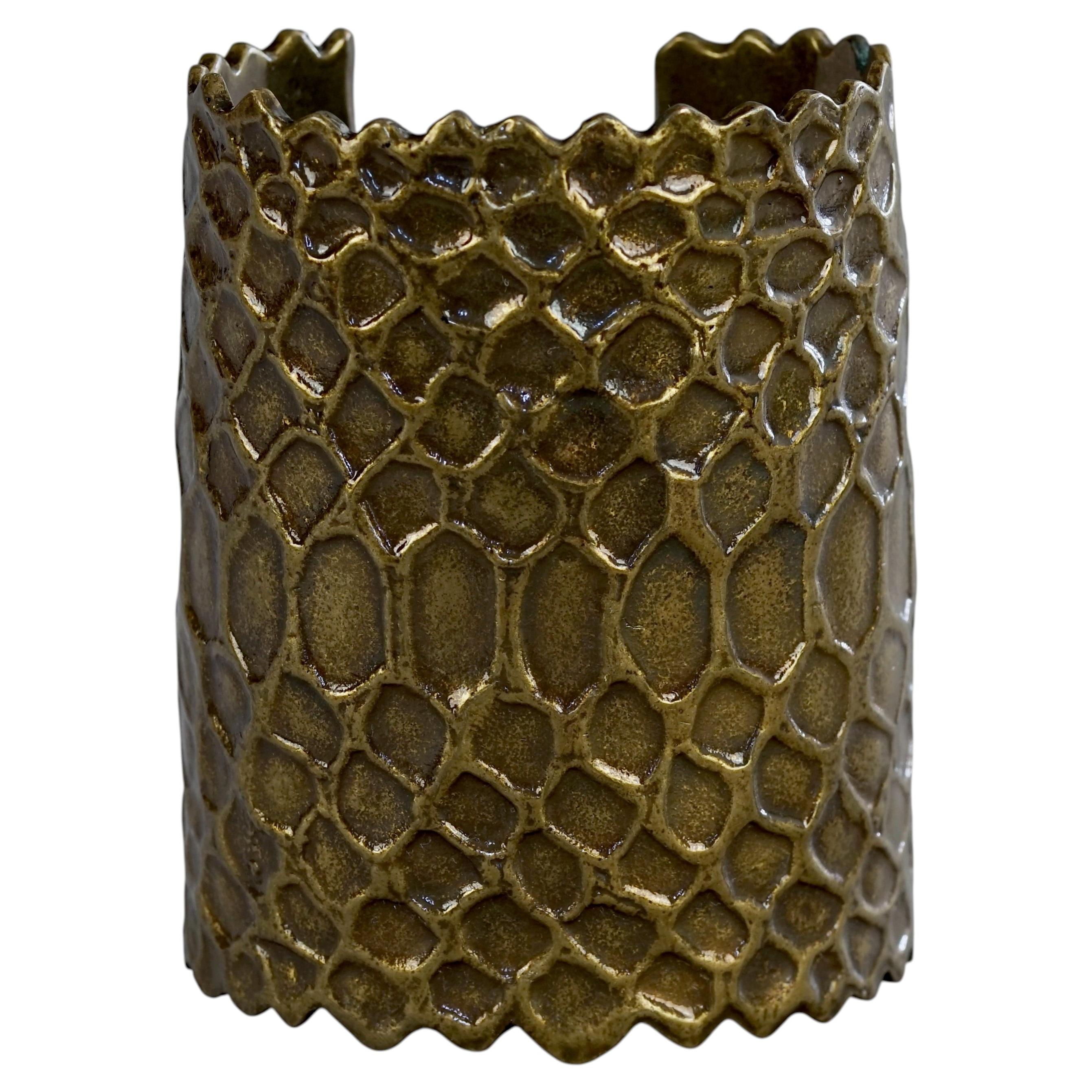 Pulsera puño vintage YVES SAINT LAURENT Ysl diseño serpiente tono bronce en venta