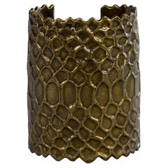 Vintage YVES SAINT LAURENT Ysl Snake Pattern Bronze Tone Cuff Bracelet