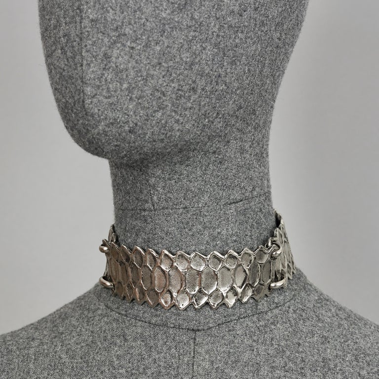 Vintage YVES SAINT LAURENT Ysl Snake Pattern Silver Choker Necklace For ...