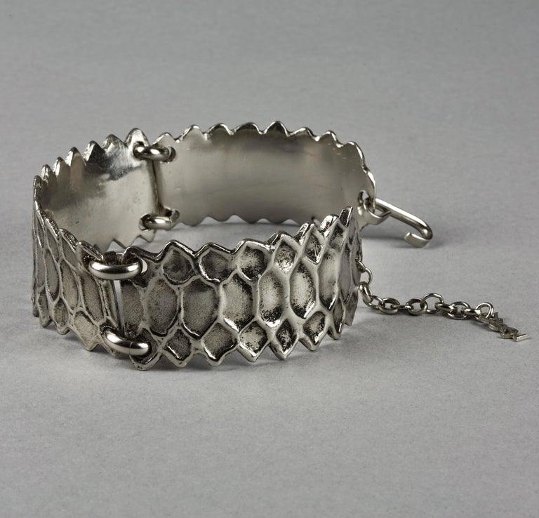 Vintage YVES SAINT LAURENT Ysl Snake Pattern Silver Choker Necklace For ...