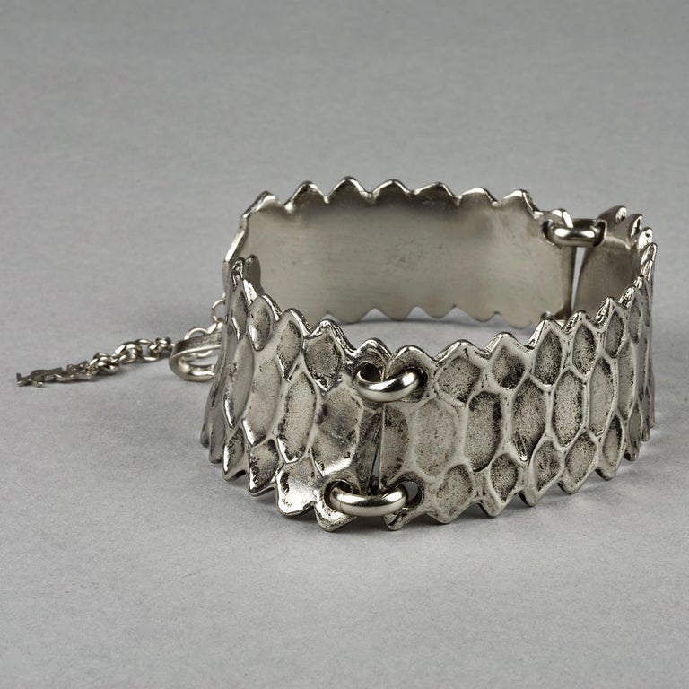 Vintage YVES SAINT LAURENT Ysl Snake Pattern Silver Choker Necklace For ...