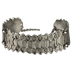 Vintage YVES SAINT LAURENT Ysl Snake Pattern Silver Choker Necklace